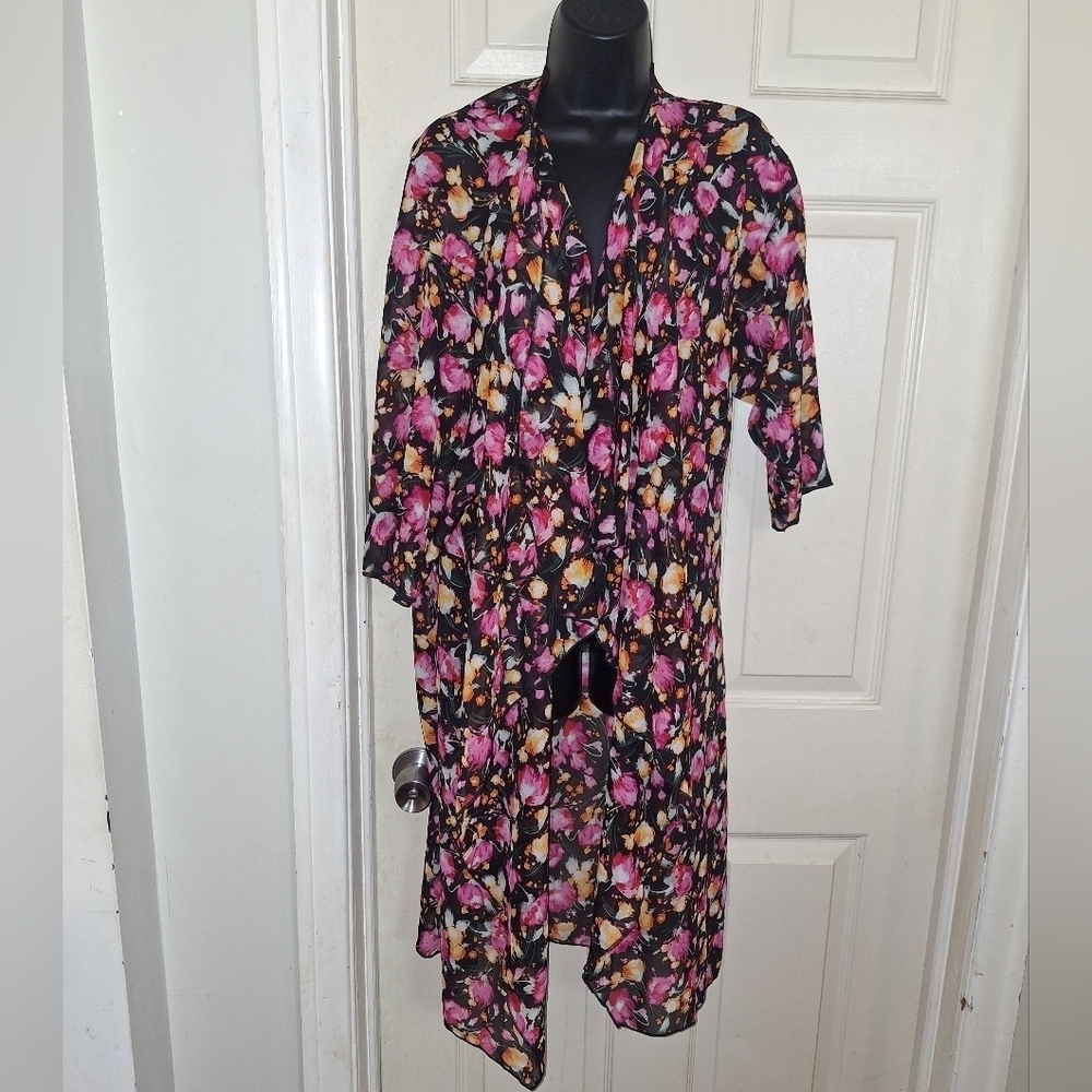 LuLaRoe Black Floral Kimono